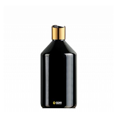 1000 ml Toptan Siyah Konik Pet �i�e Gold Siyah Disctop