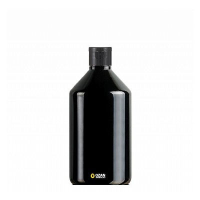 1000 ml Toptan Siyah Konik Pet �i�e Siyah Fliptop Kapak