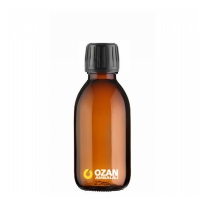 125 ml Amber Cam Ecza �urup �i�esi Siyah Kilitli Kapak 25 pp