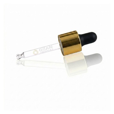 15 ml Cam Damlal�k Gold Metal Kapak Siyah Lastik Toptan