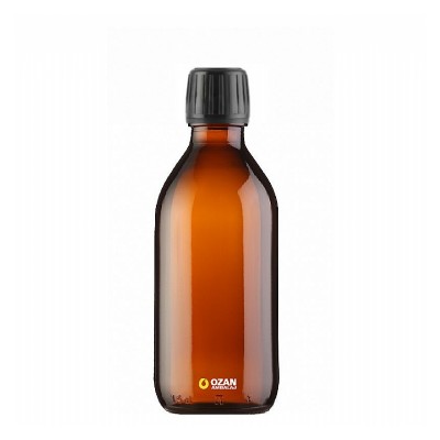 150 ml Amber Cam Ecza �urup �i�esi Siyah Kilitli Kapak 25 pp