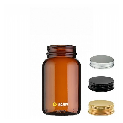 150 ml Amber Tablet Ve Kaps�l �i�esi Metal kapak Plastik Kapak