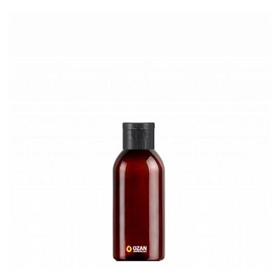 150 ml Toptan Amber Pet �i�e Siyah Fliptop Kapak