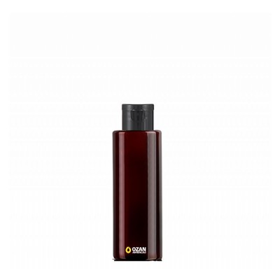150 ml Toptan Amber Silindir Pet �i�e Siyah Fliptop Kapak