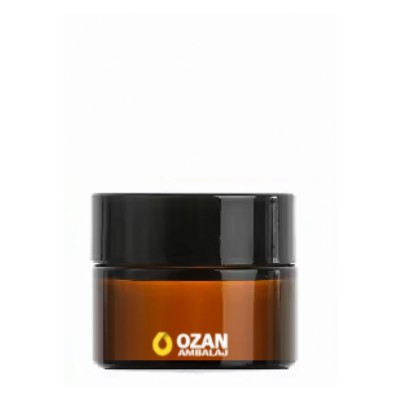 20 ml Amber Cam Krem Kavanozu Siyah Kapak Toptan