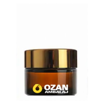 20 ml Amber Krem Kavanozu Beyaz �� T�pal� Gold Contal� Kapak