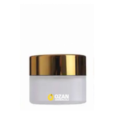 20 ml Buzlu Cam Krem Kavanozu Gold Kapak Toptan
