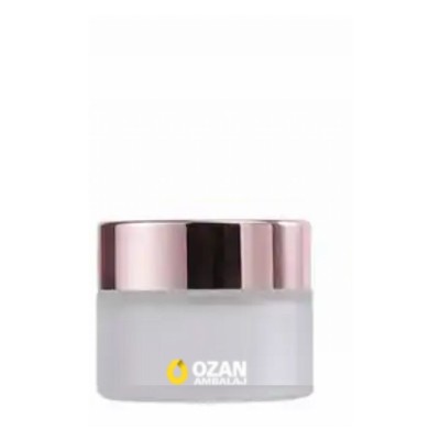 20 ml Buzlu Cam Krem Kavanozu Rose Gold Kapak Toptan