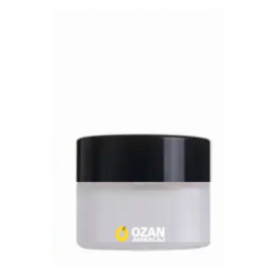 20 ml Buzlu Cam Krem Kavanozu Siyah Kapak Toptan