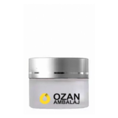 20 ml Buzlu Krem Kavanozu Beyaz �� T�pal� G�m�� Contal� Kapak