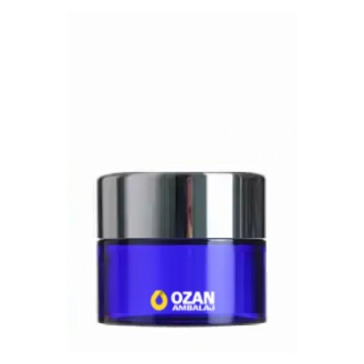 20 ml Mavi Cam Krem Kavanozu G�m�� Kapak Toptan
