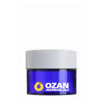 20 ml Mavi Krem Kavanozu Beyaz �� T�pal� Beyaz Contal� Kapak