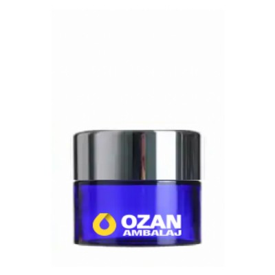 20 ml Mavi Krem Kavanozu Beyaz �� T�pal� G�m�� Contal� Kapak