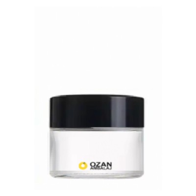 20 ml �effaf Cam Krem Kavanozu Siyah Kapak Toptan