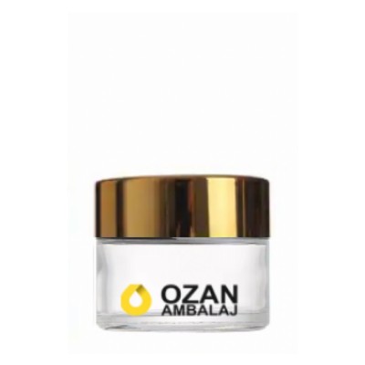 20 ml �effaf Krem Kavanozu Beyaz �� T�pal� Gold Contal� Kapak