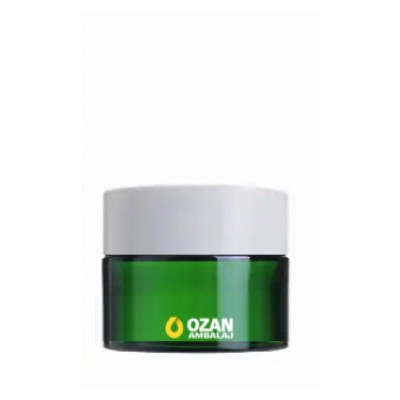 20 ml Ye�il Cam Krem Kavanozu Beyaz Kapak Toptan