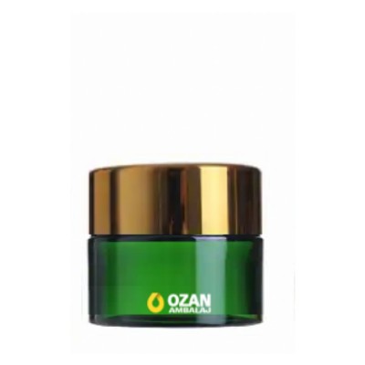 20 ml Ye�il Cam Krem Kavanozu Gold Kapak Toptan
