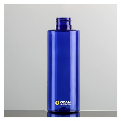 200 ml Mavi Silindir K�t Plastik Pet �i�e Siyah Mini Trigger Sprey ve Siyah Disctop Kapak