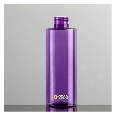 200 ml Mor Silindir K�t Plastik Pet �i�e Siyah Mini Trigger Sprey ve Siyah Disctop Kapak