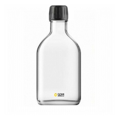 200 ml �effaf Cam Yats� Ecza �urup �i�esi Siyah Kilitli Kapak 28 pp