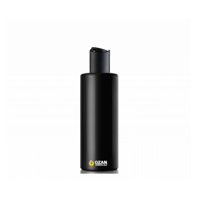 200 ml Siyah Polietilen �i�e Siyah Disctop Kapakl� Silindir HDPE �i�e
