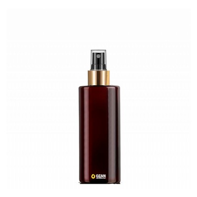 200 ml Toptan Amber Silindir Pet �i�e Gold Siyah Parmak Spreyli