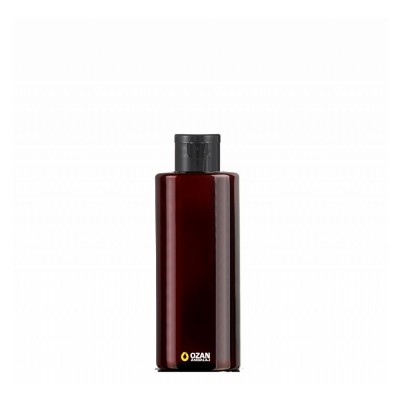 200 ml Toptan Amber Silindir Pet �i�e Siyah Fliptop Kapak