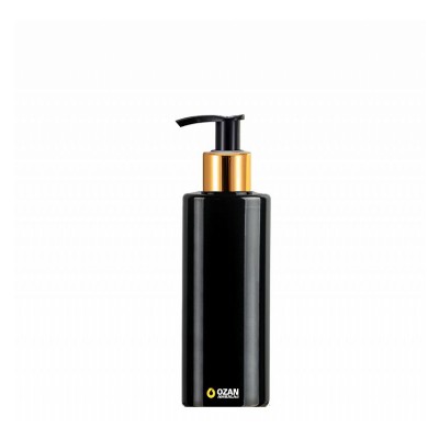 200 ml Toptan Siyah Silindir Pet �i�e Gold Siyah Losyon S�v� Sabun Pompas�