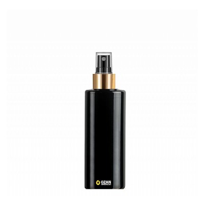 200 ml Toptan Siyah Silindir Pet �i�e Gold Siyah Parmak Spreyli