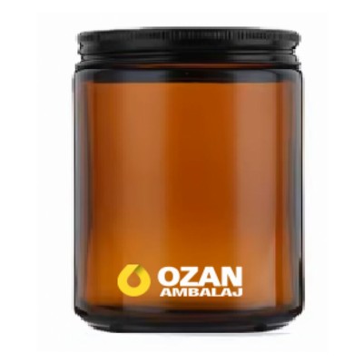 210 ml Amber Krem Kavanozu Siyah Aluminyum Contal� Kapak Mum Kavanozu