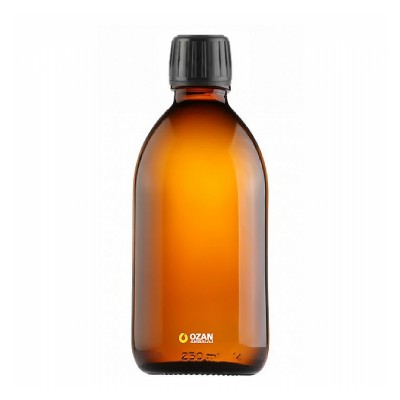 250 ml Amber Cam Ecza �urup �i�esi Siyah Kilitli Kapak 28 pp