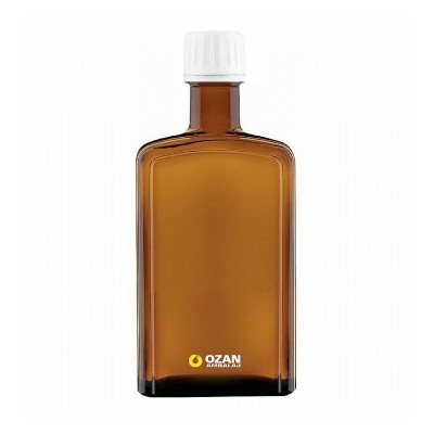 250 ml Amber Cam Kare Ecza �urup �i�esi Beyaz Kilitli Kapak 28 pp