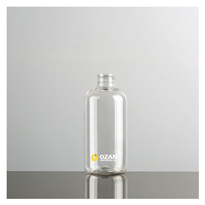 250 ml �effaf Boston Yuvarlak Plastik Pet �i�e Beyaz Mini Trigger Sprey ve Beyaz Losyon Pompas�