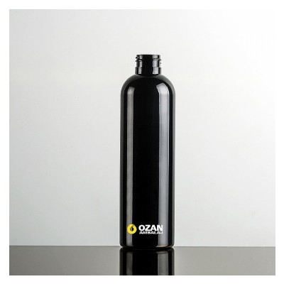 250 ml Siyah Boston Yuvarlak Plastik Pet �i�e Siyah Mini Trigger Sprey ve Siyah Losyon Pompas�