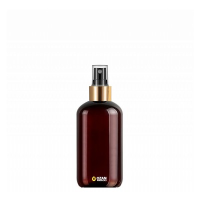 250 ml Toptan Amber Pet �i�e Gold Siyah Parmak Spreyli