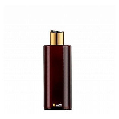250 ml Toptan Amber Silindir Pet �i�e Gold Siyah Disctop Kapak