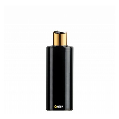 250 ml Toptan Siyah Silindir Pet �i�e Gold Siyah Disctop Kapak