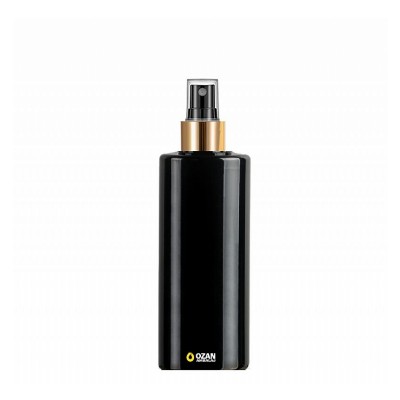 250 ml Toptan Siyah Silindir Pet �i�e Gold Siyah Parmak Spreyli