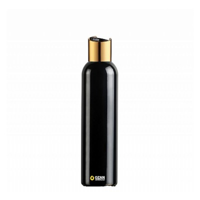 250 ml Toptan Siyah Uzun Pet �i�e Gold Siyah Disctop Kapak