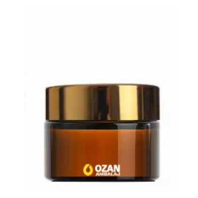 30 ml Amber Cam Krem Kavanozu Gold Kapak Toptan