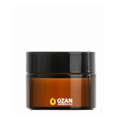 30 ml Amber Cam Krem Kavanozu Siyah Kapak Toptan