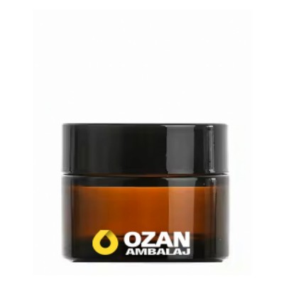30 ml Amber Krem Kavanozu Beyaz �� T�pal� Siyah Contal� Kapak