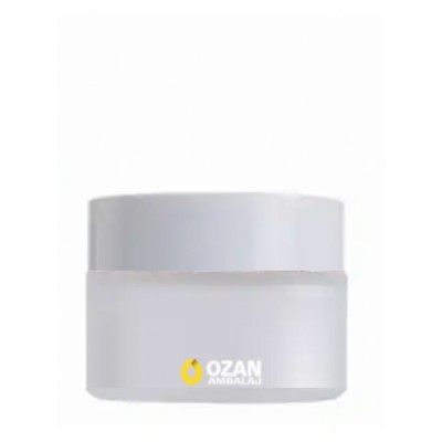30 ml Buzlu Cam Krem Kavanozu Beyaz Kapak Toptan