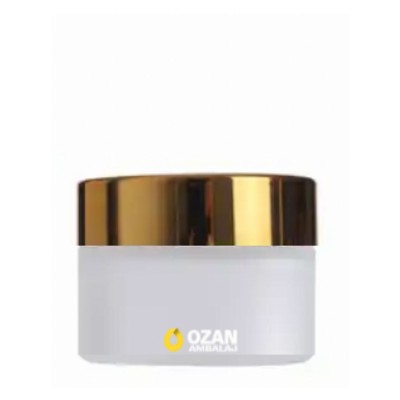 30 ml Buzlu Cam Krem Kavanozu Gold Kapak Toptan