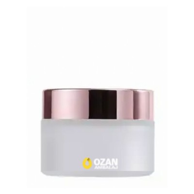 30 ml Buzlu Cam Krem Kavanozu Rose Gold Kapak Toptan