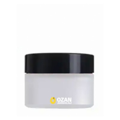 30 ml Buzlu Cam Krem Kavanozu Siyah Kapak Toptan