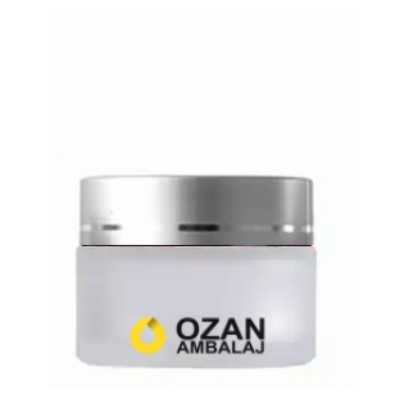 30 ml Buzlu Krem Kavanozu Beyaz �� T�pal� G�m�� Contal� Kapak