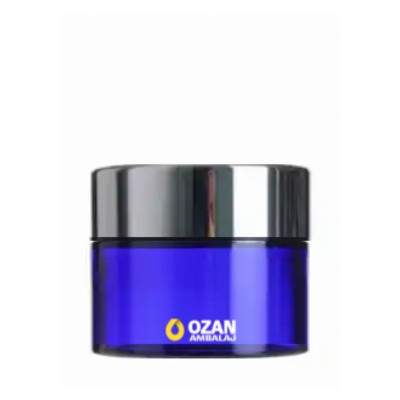 30 ml Mavi Cam Krem Kavanozu G�m�� Kapak Toptan