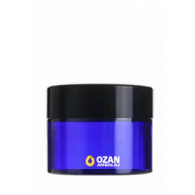 30 ml Mavi Cam Krem Kavanozu Siyah Kapak Toptan
