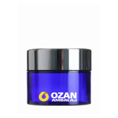 30 ml Mavi Krem Kavanozu Beyaz �� T�pal� G�m�� Contal� Kapak